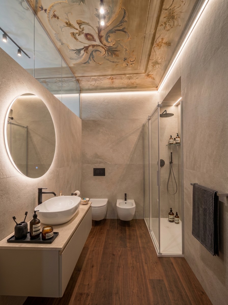 Soffitto affrescato conservato e integrato